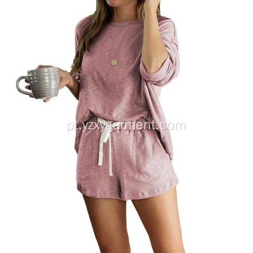 Pijamas de malha de 2 peças para mulheres